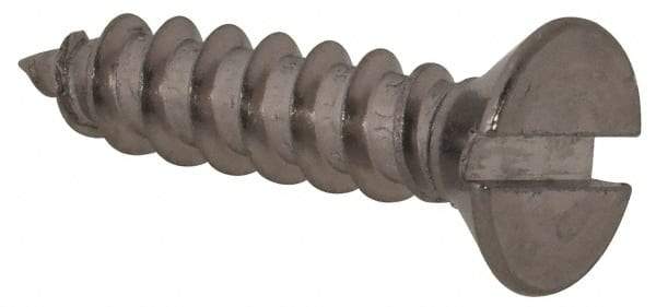 Value Collection - #6, 5/8" OAL, Slotted Drive, Flat Head Wood Screw - Stainless Steel, Grade 18-8 - Industrial Tool & Supply