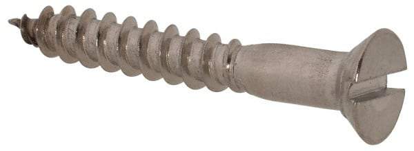 Value Collection - #6, 1" OAL, Slotted Drive, Flat Head Wood Screw - Stainless Steel, Grade 18-8 - Industrial Tool & Supply
