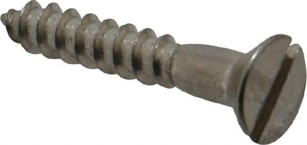 Value Collection - #8, 1" OAL, Slotted Drive, Flat Head Wood Screw - Stainless Steel, Grade 18-8 - Industrial Tool & Supply
