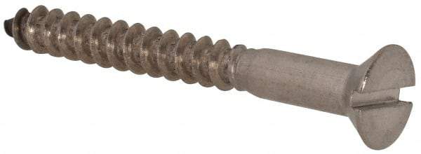 Value Collection - #10, 1-3/4" OAL, Slotted Drive, Flat Head Wood Screw - Stainless Steel, Grade 18-8 - Industrial Tool & Supply