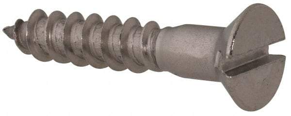 Value Collection - #12, 1-1/4" OAL, Slotted Drive, Flat Head Wood Screw - Stainless Steel, Grade 18-8 - Industrial Tool & Supply