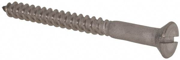 Value Collection - #12, 2-1/2" OAL, Slotted Drive, Flat Head Wood Screw - Stainless Steel, Grade 18-8 - Industrial Tool & Supply