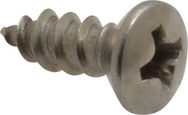 Value Collection - #8 Oval Head Phillips Sheet Metal Screw - Stainless Steel, 1/2" OAL, Grade 18-8 - Industrial Tool & Supply