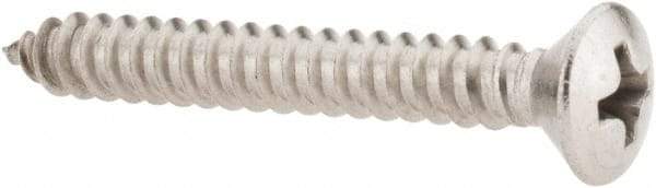 Value Collection - #10 Oval Head Phillips Sheet Metal Screw - Stainless Steel, 1-1/2" OAL, Grade 18-8 - Industrial Tool & Supply