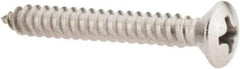 Value Collection - #10 Oval Head Phillips Sheet Metal Screw - Stainless Steel, 1-1/2" OAL, Grade 18-8 - Industrial Tool & Supply