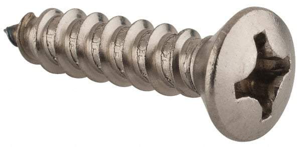 Value Collection - #12 Oval Head Phillips Sheet Metal Screw - Stainless Steel, 1" OAL, Grade 18-8 - Industrial Tool & Supply