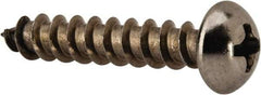 Value Collection - #10 Round Head Phillips Sheet Metal Screw - Stainless Steel, 1" Length Under Head, Grade 18-8 - Industrial Tool & Supply