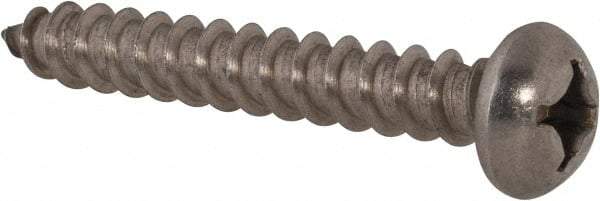 Value Collection - #12 Round Head Phillips Sheet Metal Screw - Stainless Steel, 1-1/2" Length Under Head, Grade 18-8 - Industrial Tool & Supply
