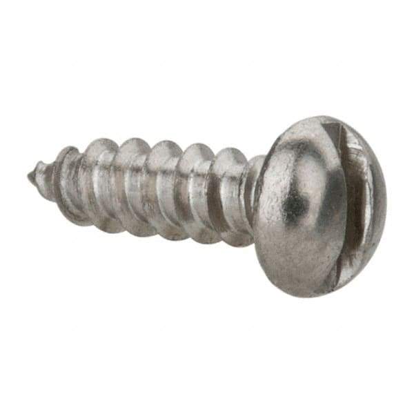 Value Collection - #6 Round Head Slotted Sheet Metal Screw - Stainless Steel, 1/2" Length Under Head, Grade 18-8 - Industrial Tool & Supply