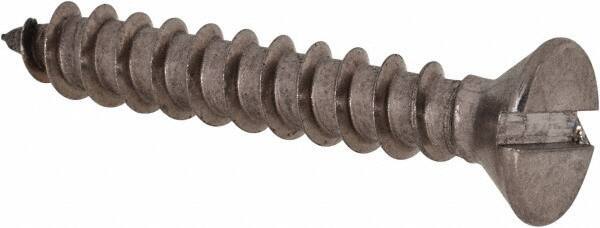 Value Collection - #8 Flat Head Slotted Sheet Metal Screw - Stainless Steel, 1" OAL, Grade 18-8 - Industrial Tool & Supply