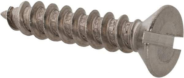 Value Collection - #10 Flat Head Slotted Sheet Metal Screw - Stainless Steel, 1" OAL, Grade 18-8 - Industrial Tool & Supply