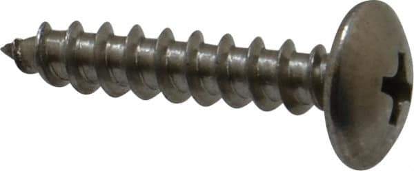 Value Collection - #10 Truss Head Slotted Sheet Metal Screw - Stainless Steel, 1" Length Under Head, Grade 18-8 - Industrial Tool & Supply