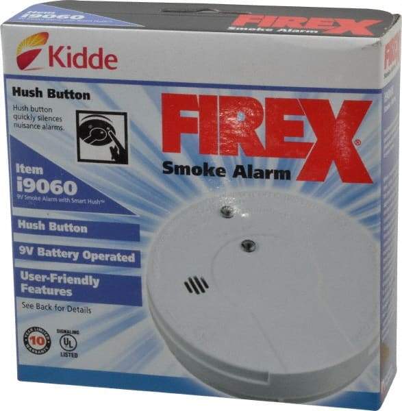 Kidde - 5 Inch Diameter, Smoke Alarm - 85 dB Decibel Rating, 9V Battery Included, Wall or Ceiling Mount, Tamper Resistant - Industrial Tool & Supply