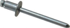 RivetKing - Size 62 Dome Head Steel Open End Blind Rivet - Steel Mandrel, 0.02" to 1/8" Grip, 3/8" Head Diam, 0.192" to 0.196" Hole Diam, 0.325" Length Under Head, 3/16" Body Diam - Industrial Tool & Supply