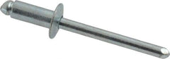 RivetKing - Size 64 Dome Head Steel Open End Blind Rivet - Steel Mandrel, 0.188" to 1/4" Grip, 3/8" Head Diam, 0.192" to 0.196" Hole Diam, 0.45" Length Under Head, 3/16" Body Diam - Industrial Tool & Supply
