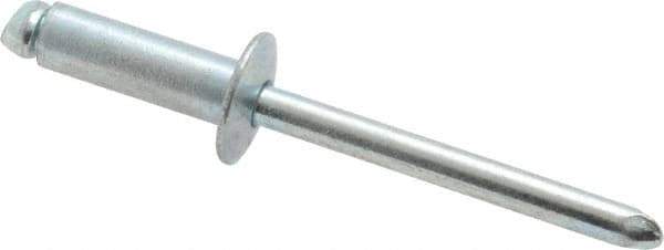 RivetKing - Size 66 Dome Head Steel Open End Blind Rivet - Steel Mandrel, 0.251" to 3/8" Grip, 3/8" Head Diam, 0.192" to 0.196" Hole Diam, 0.575" Length Under Head, 3/16" Body Diam - Industrial Tool & Supply