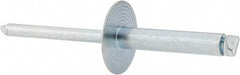 RivetKing - Size 612 Large Flange Dome Head Steel Open End Blind Rivet - Steel Mandrel, 0.626" to 3/4" Grip, 5/8" Head Diam, 0.192" to 0.196" Hole Diam, 0.95" Length Under Head, 3/16" Body Diam - Industrial Tool & Supply