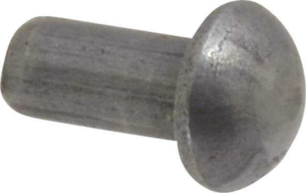 RivetKing - 1/8" Body Diam, Round Steel Solid Rivet - 1/4" Length Under Head - Industrial Tool & Supply
