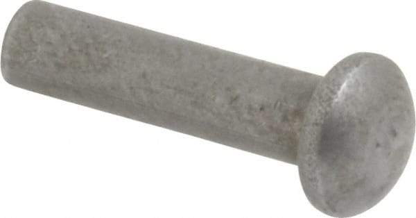 RivetKing - 1/8" Body Diam, Round Uncoated Steel Solid Rivet - 1/2" Length Under Head - Industrial Tool & Supply