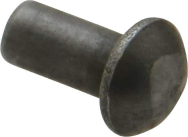 RivetKing - 3/16" Body Diam, Round Uncoated Steel Solid Rivet - 3/8" Length Under Head - Industrial Tool & Supply