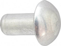 RivetKing - 1/8" Body Diam, Round Aluminum Solid Rivet - 1/4" Length Under Head, Grade 1100F - Industrial Tool & Supply