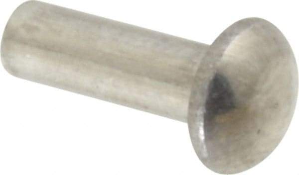 RivetKing - 1/8" Body Diam, Round Aluminum Solid Rivet - 3/8" Length Under Head, Grade 1100F - Industrial Tool & Supply