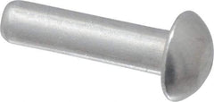 RivetKing - 1/8" Body Diam, Round Uncoated Aluminum Solid Rivet - 1/2" Length Under Head, Grade 1100F - Industrial Tool & Supply