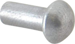 RivetKing - 5/32" Body Diam, Round Uncoated Aluminum Solid Rivet - 3/8" Length Under Head, Grade 1100F - Industrial Tool & Supply