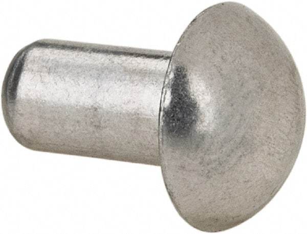 RivetKing - 3/16" Body Diam, Round Uncoated Aluminum Solid Rivet - 3/8" Length Under Head, Grade 1100F - Industrial Tool & Supply