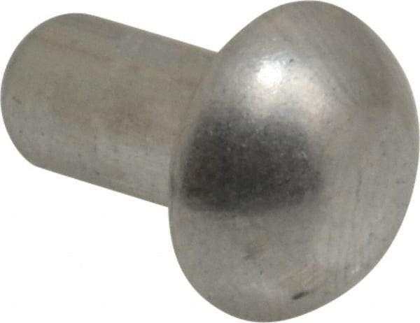 RivetKing - 1/4" Body Diam, Round Uncoated Aluminum Solid Rivet - 1/2" Length Under Head, Grade 1100F - Industrial Tool & Supply