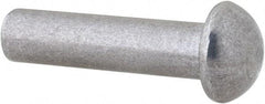 RivetKing - 1/4" Body Diam, Round Uncoated Aluminum Solid Rivet - 1" Length Under Head, Grade 1100F - Industrial Tool & Supply