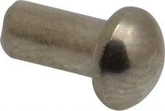 RivetKing - 1/8" Body Diam, Round Uncoated Stainless Steel Solid Rivet - 1/4" Length Under Head, Grade 18-8 - Industrial Tool & Supply