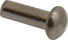RivetKing - 1/8" Body Diam, Round Uncoated Stainless Steel Solid Rivet - 3/8" Length Under Head, Grade 18-8 - Industrial Tool & Supply