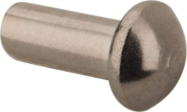 RivetKing - 5/32" Body Diam, Round Stainless Steel Solid Rivet - 3/8" Length Under Head, Grade 18-8 - Industrial Tool & Supply
