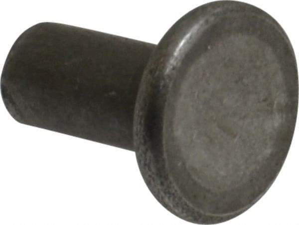 RivetKing - 3/16" Body Diam, Flat Uncoated Steel Solid Rivet - 3/8" Length Under Head - Industrial Tool & Supply