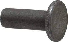 RivetKing - 3/16" Body Diam, Flat Uncoated Steel Solid Rivet - 1/2" Length Under Head - Industrial Tool & Supply