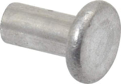 RivetKing - 1/8" Body Diam, Flat Aluminum Solid Rivet - 1/4" Length Under Head, Grade 1100F - Industrial Tool & Supply