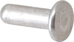 RivetKing - 1/8" Body Diam, Flat Uncoated Aluminum Solid Rivet - 3/8" Length Under Head, Grade 1100F - Industrial Tool & Supply