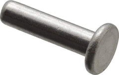 RivetKing - 1/8" Body Diam, Flat Uncoated Aluminum Solid Rivet - 1/2" Length Under Head, Grade 1100F - Industrial Tool & Supply