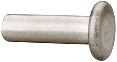 RivetKing - 3/16" Body Diam, Flat Uncoated Aluminum Solid Rivet - 5/8" Length Under Head, Grade 1100F - Industrial Tool & Supply