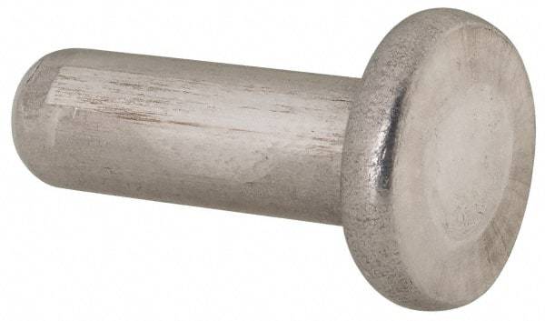 RivetKing - 1/4" Body Diam, Flat Uncoated Aluminum Solid Rivet - 3/4" Length Under Head, Grade 1100F - Industrial Tool & Supply