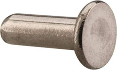 RivetKing - 1/8" Body Diam, Flat Uncoated Stainless Steel Solid Rivet - 3/8" Length Under Head, Grade 18-8 - Industrial Tool & Supply