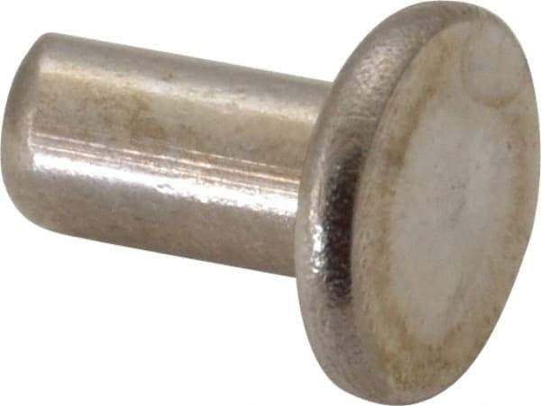 RivetKing - 1/4" Body Diam, Flat Uncoated Stainless Steel Solid Rivet - 1/2" Length Under Head, Grade 18-8 - Industrial Tool & Supply