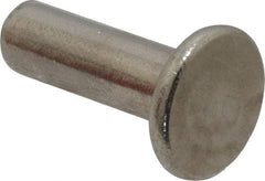 RivetKing - 1/4" Body Diam, Flat Uncoated Stainless Steel Solid Rivet - 3/4" Length Under Head, Grade 18-8 - Industrial Tool & Supply