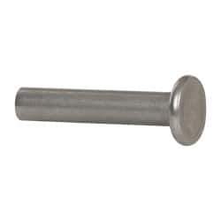 RivetKing - 1/4" Body Diam, Flat Uncoated Stainless Steel Solid Rivet - 1-1/4" Length Under Head, Grade 18-8 - Industrial Tool & Supply