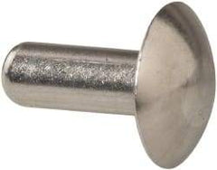 RivetKing - 3/16" Body Diam, Universal Uncoated Aluminum Solid Rivet - 1/2" Length Under Head, Grade 1100F - Industrial Tool & Supply