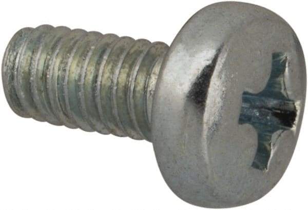 Value Collection - M2.5x0.45, 5mm Length Under Head Phillips Drive Machine Screw - Pan Head, Grade 4.8 Steel, Zinc-Plated Finish, Without Washer - Industrial Tool & Supply