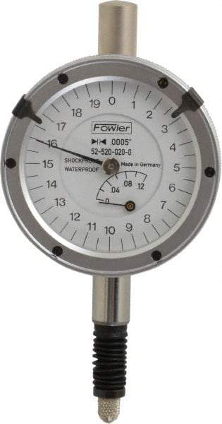 Fowler - 1/8" Range, 0-20-0 Dial Reading, 0.0005" Graduation Dial Drop Indicator - Revolution Counter - Industrial Tool & Supply