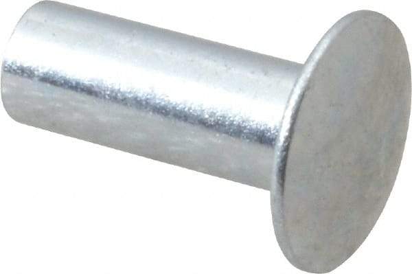 RivetKing - 0.134 to 0.141" Hole Diam, Round Head, Zinc Plated Steel, Semi Tubular Rivet - 3/8 Head Diam, 1/2" Length Under Head, 3/16 Body Diam - Industrial Tool & Supply