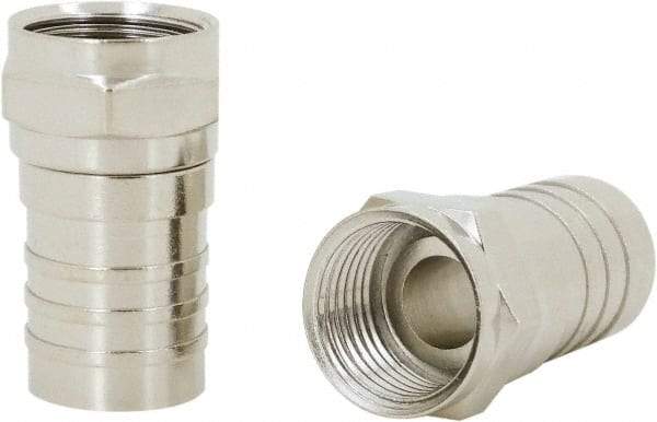 Ideal - Straight, F Type Twist On Coaxial Connector - Compatible with RG59, Brass Contact, Brass Body - Industrial Tool & Supply